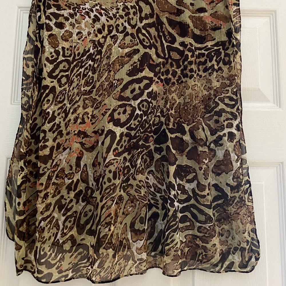 Animal Print Scarf in Olive and Brown